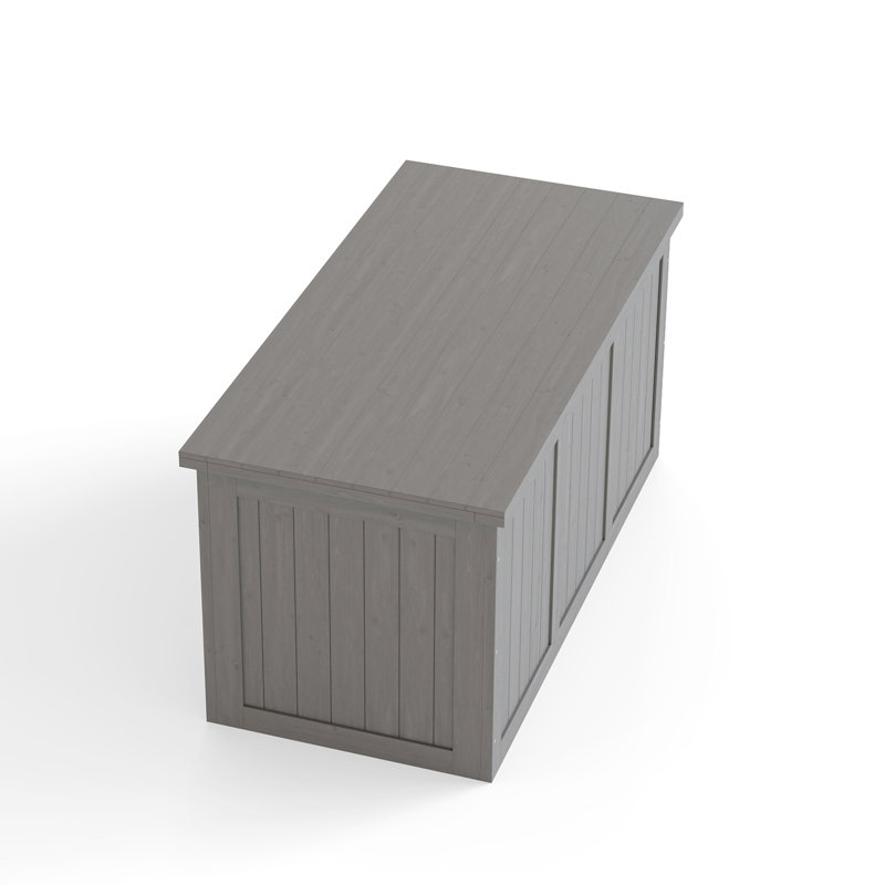 Table de rangement en bois massif 67 gallons avec siège et table en bois massif pour coussins, jouets et outils, Gris