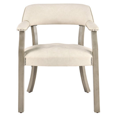 Chaise de salle à manger à accoudoirs touffetés LUMera, blanc crème