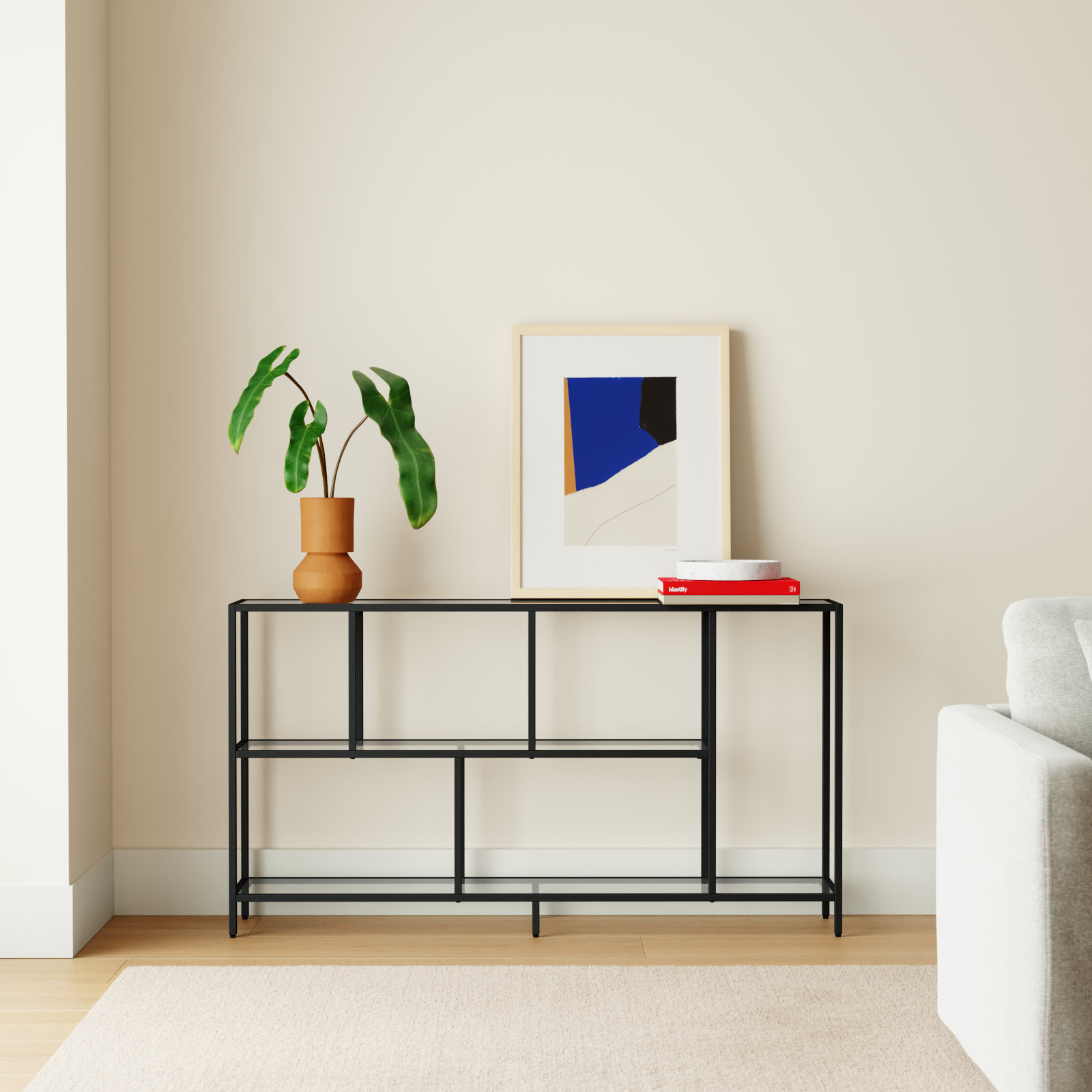 Anishia 52'' Console Table, Blackened Bronze