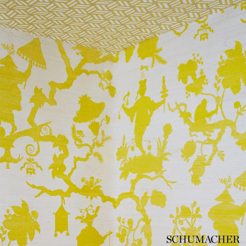 Schumacher x Miles Redd Tumbling Blocks Wallpaper, Citron