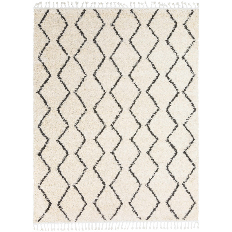 Tapis crème / noir Adeeva, Rectangle 7 pi 10 po x 10 pi