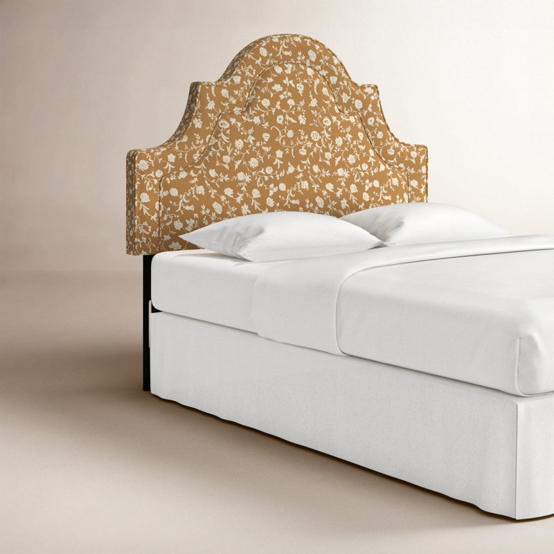 Tête de lit tapissier Knipe, Floral Robina ocre, Grand