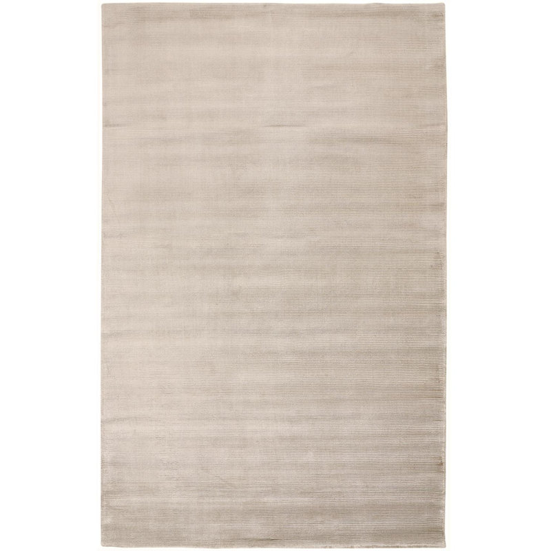 Tapis gris huître tissé à la main Riaria, Rectangle 5 pi x 8 pi