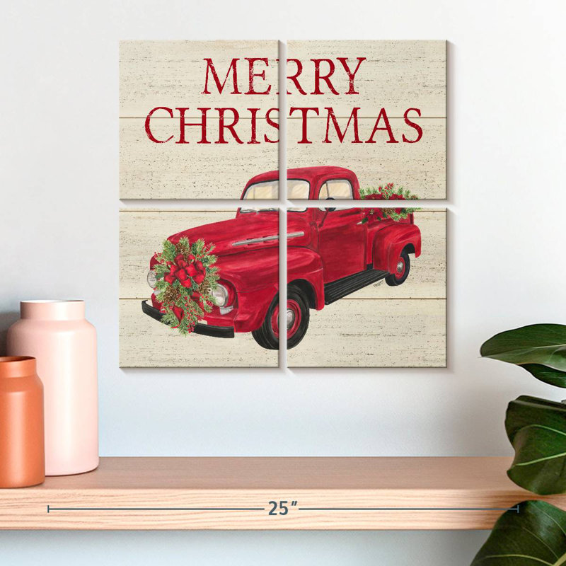 Lelend Home For The Holiday - Camion rouge, H 18 po x l 18 po