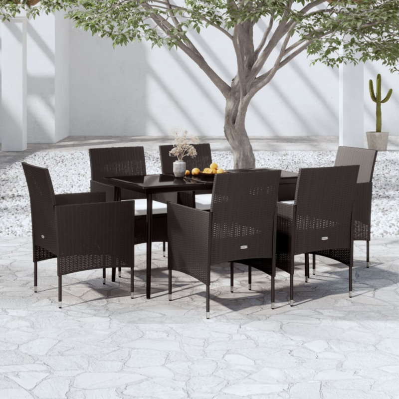 Ensemble repas pour 6 personnes Chesterman, L 55,1 po x l 27,6 po x H 29,1 po, Gris / noir