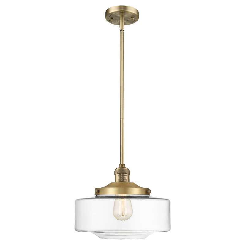 Mini-luminaire suspendu 1 lumière Franklin Restoration - Bullet - ampoule non incluse , Laiton brossé, Clair