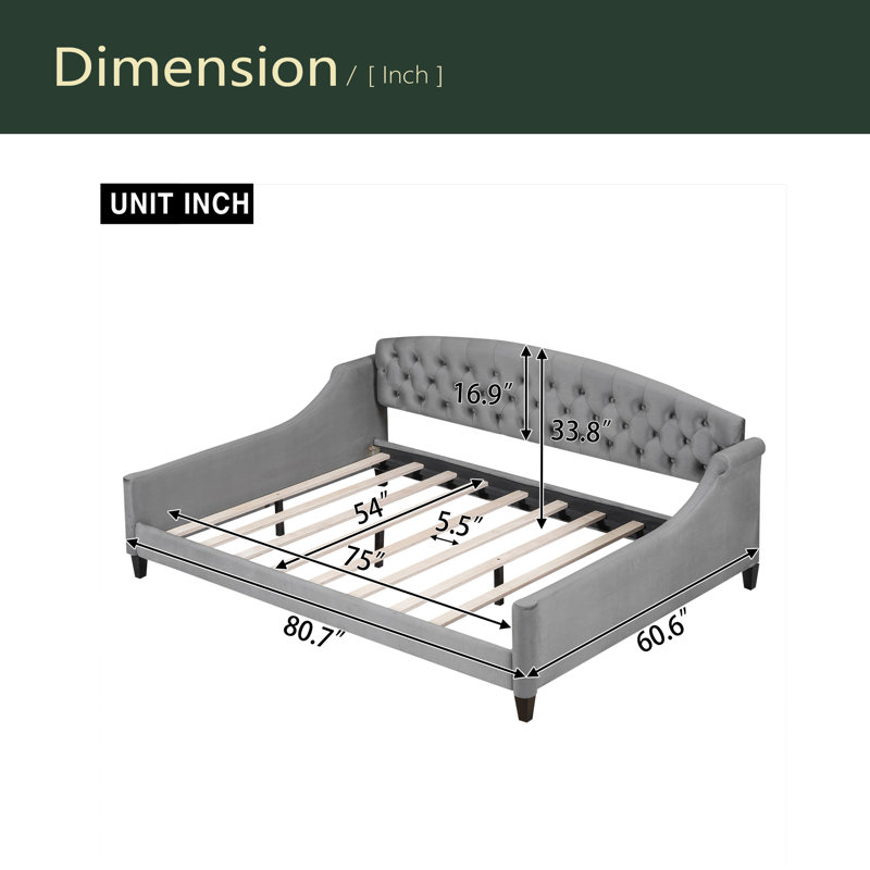 Modern Luxury Tufted Button Daybed, Full, Gray