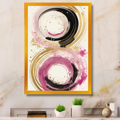 «Pink and Gold Curves I», peinture sur toile