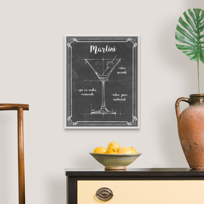Mixology V - Reproduction d'art graphique sur toile, H 21,7 po x l 17,7 po x P 1,75 po, Cadre flottant blanc