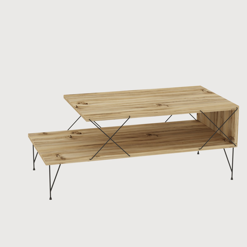 Table basse moderne avec pieds en métal, 39,4 po x 15,7 po x 19,7 po | 100% panneau de particules enduit de mélamine, épaisseur: 0,7 pouce | Design industriel, parfait pour le salon et les espaces contemporains, robuste et élégant