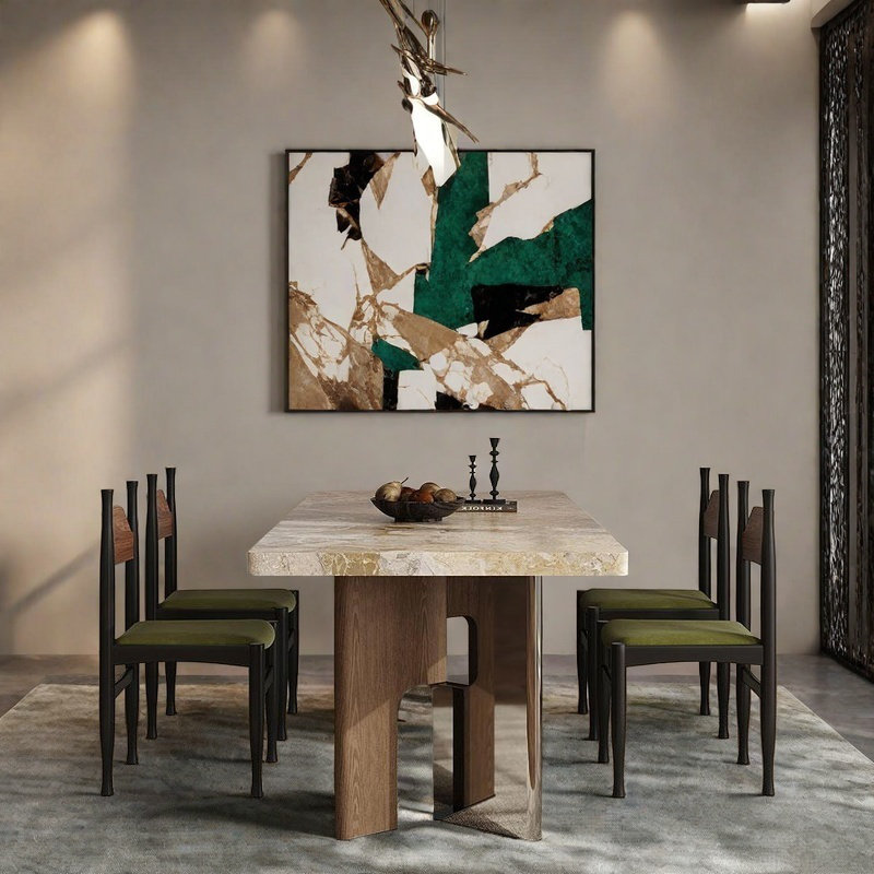 Ensemble de table et chaises Vintage Rock Plate., H 30,31 po x L 70,87 po x l 31,5 po