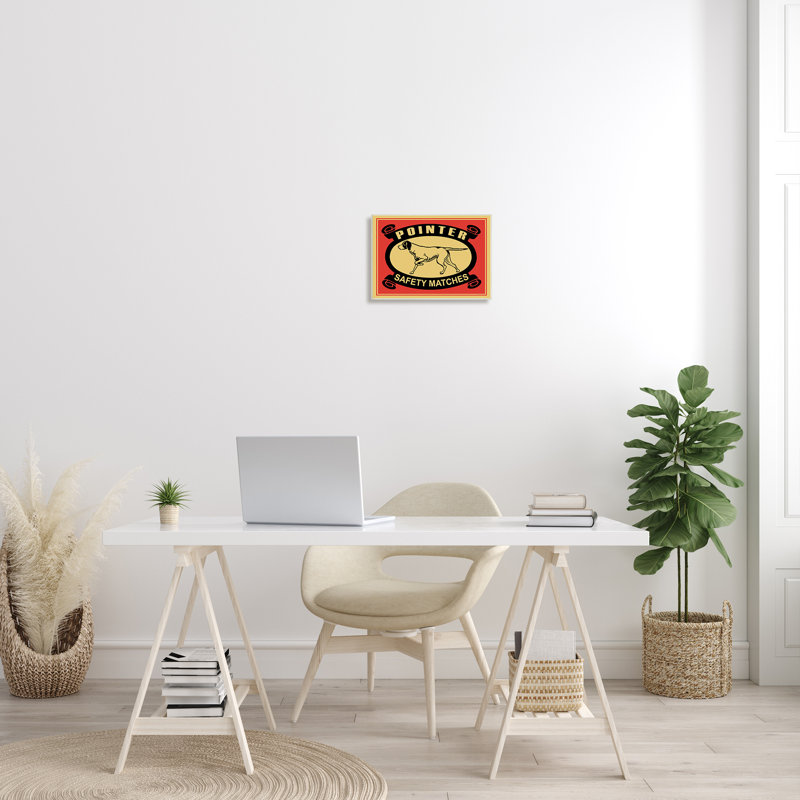 «Pointer Dog Safety Matches», affiche vintage rouge et jaune, Plaque murale, H 10 po x l 15 po