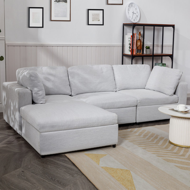 Canapé modulaire en L modulaire en lin, Beige
