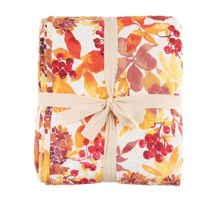 Cordelia Quilted Fall Leaves Watercolor Throw Blanket