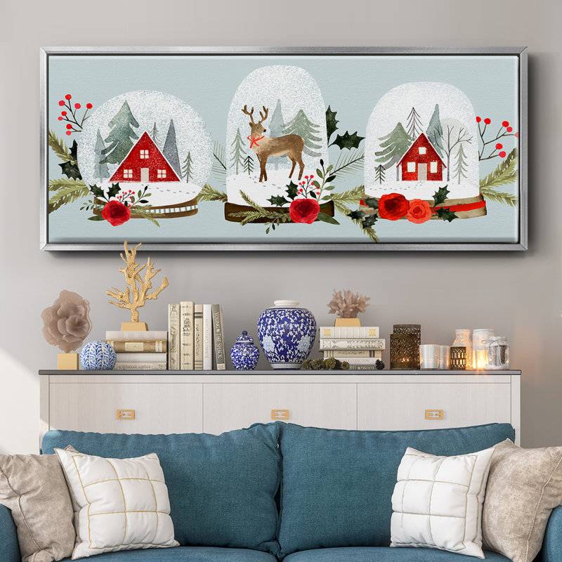 Snow Globe Village Collection D- Framed Canvas