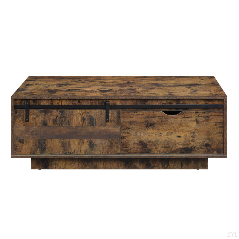 Rustic Oak Finish Coffee Table