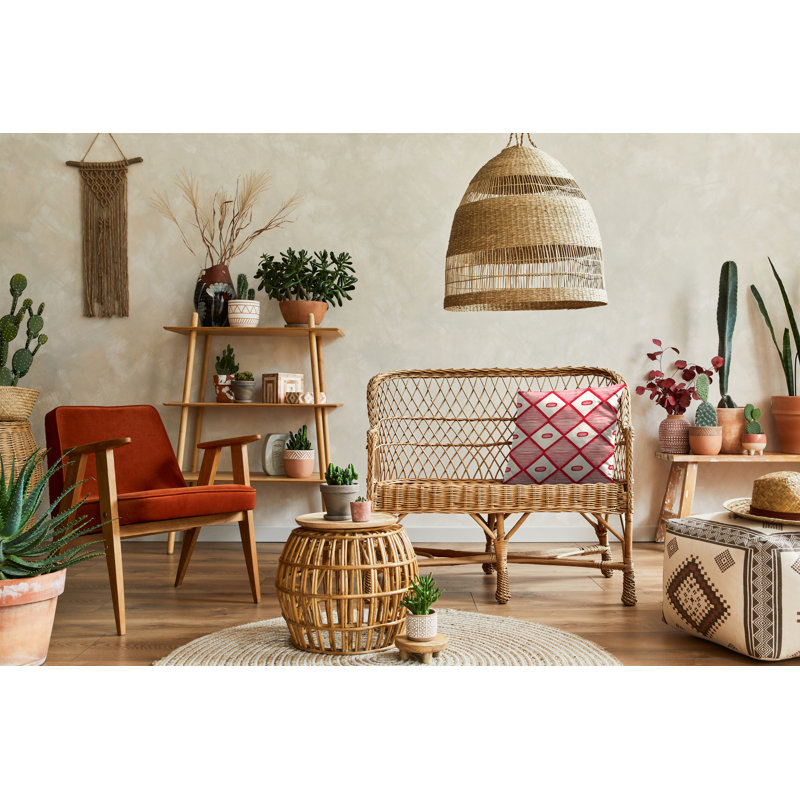 Jeté carré en polyester intérieur / extérieur, L 15 po x H 15 po, Rouge