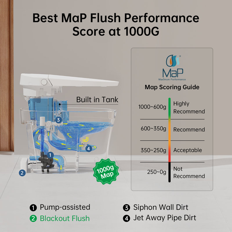 Smart Bidet Toilet Built in Tank, with Clean Foam Shield Splash Proof, Dual-Flush Elongated Toilet Bidet, Auto Open/Close Lid, ADA Comfort Height, One-Piece Toilet