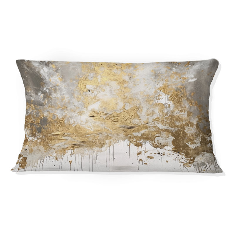 Coussin Golden Abstract, Rectangulaire, H 12 po x l 20 po