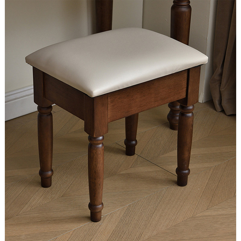 Table de coiffeuse en bois d'hévéa de style américain avec tiroirs de rangement multiples, Brown