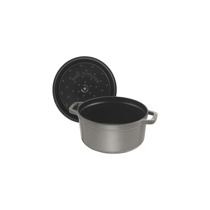 La Cocotte Cast Iron Round Cocotte, Graphite Gray, 7 quarts