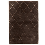 Hand Knotted Geometric Area Rug in Dark Brown