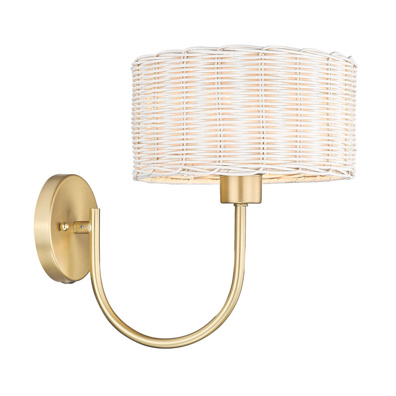 Cuthmore Steel Spotlight, White Wicker, Brushed Champagne Bronze