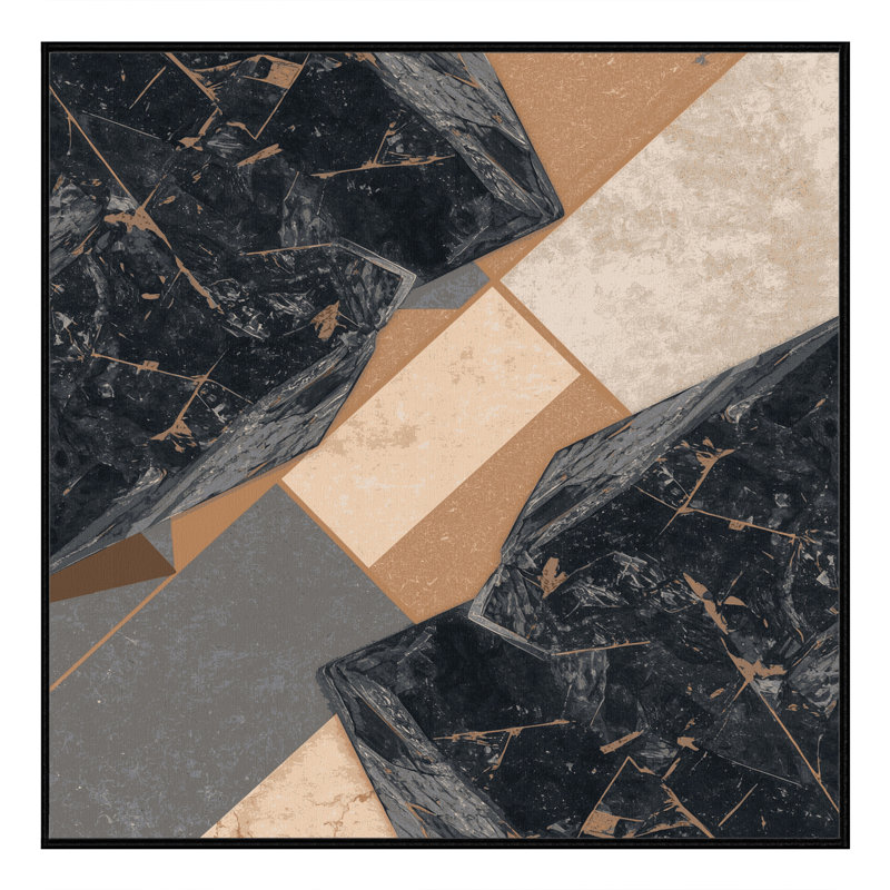 Machine Washable Carlstadt Modern Rustic Geometric Rug in Black – Black Binding, 3' Square