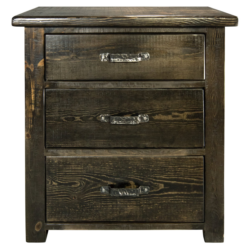 Commode en bois massif 3 tiroirs Jaynee, Jacobin