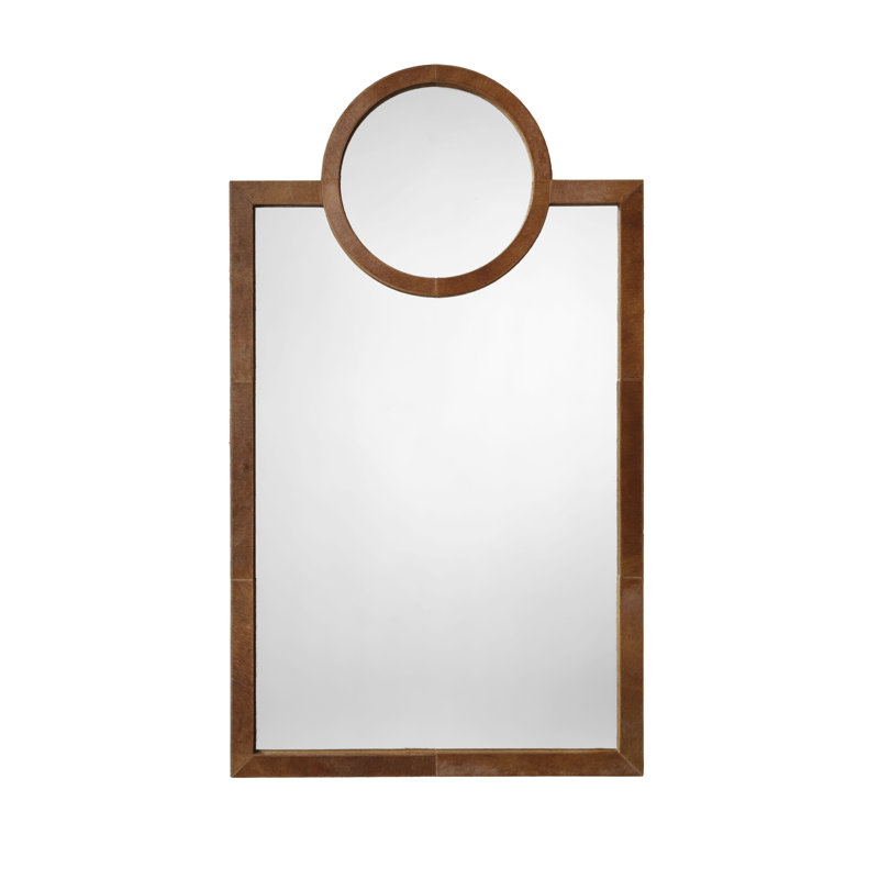 Keystone Rectangle Leather Framed Wall Mirror, Saddle