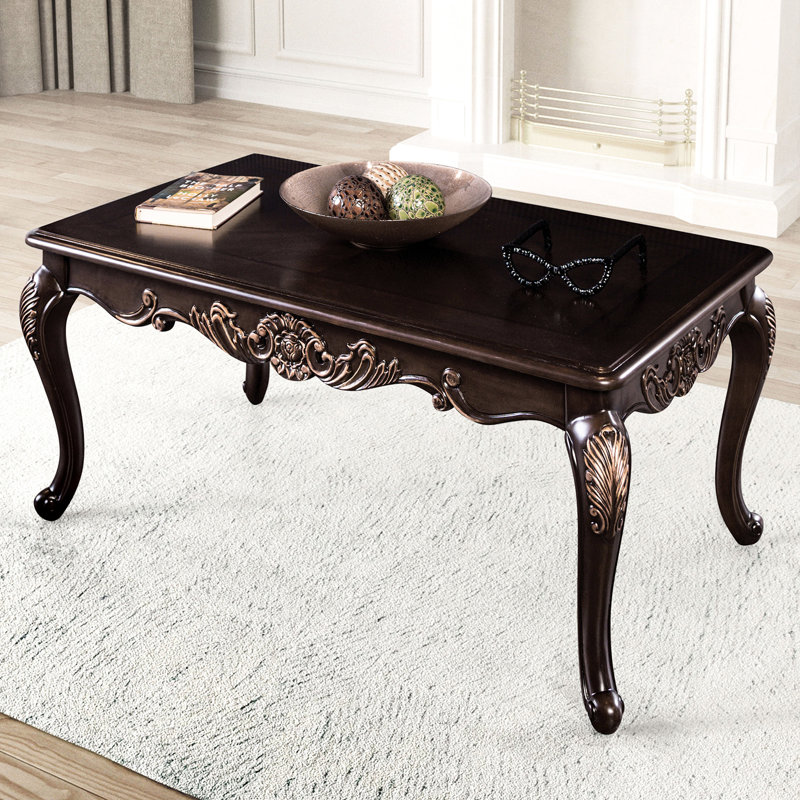 Table basse rectangulaire en cerisier foncé 1Pc avec pieds en bois massif et placage