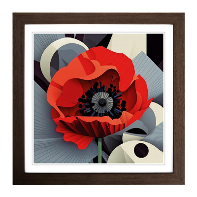Poppy Flower Constructivism - Framed Print