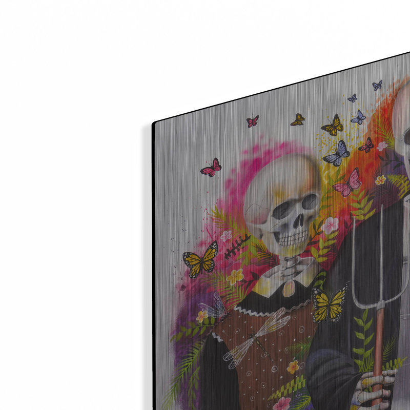  «American Gothic Bones» par Ivan Negrete, art mural en métal, 12 po x 12 po, H 12 po x l 12 po