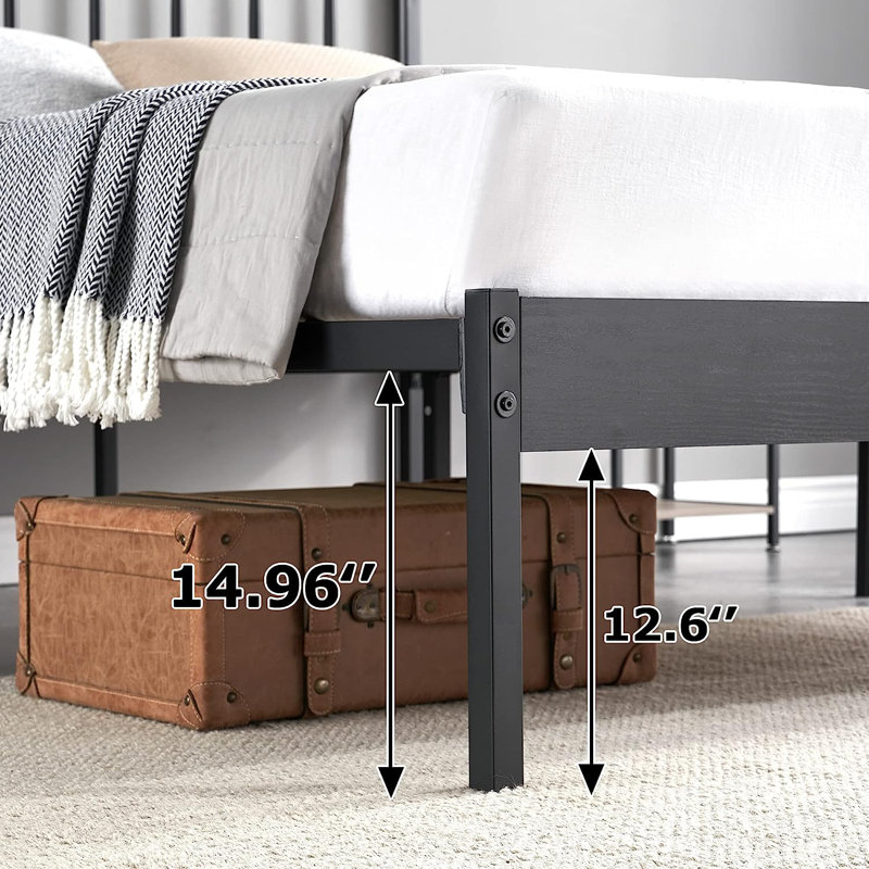 Solid Wood Slat Bed, Black, Full