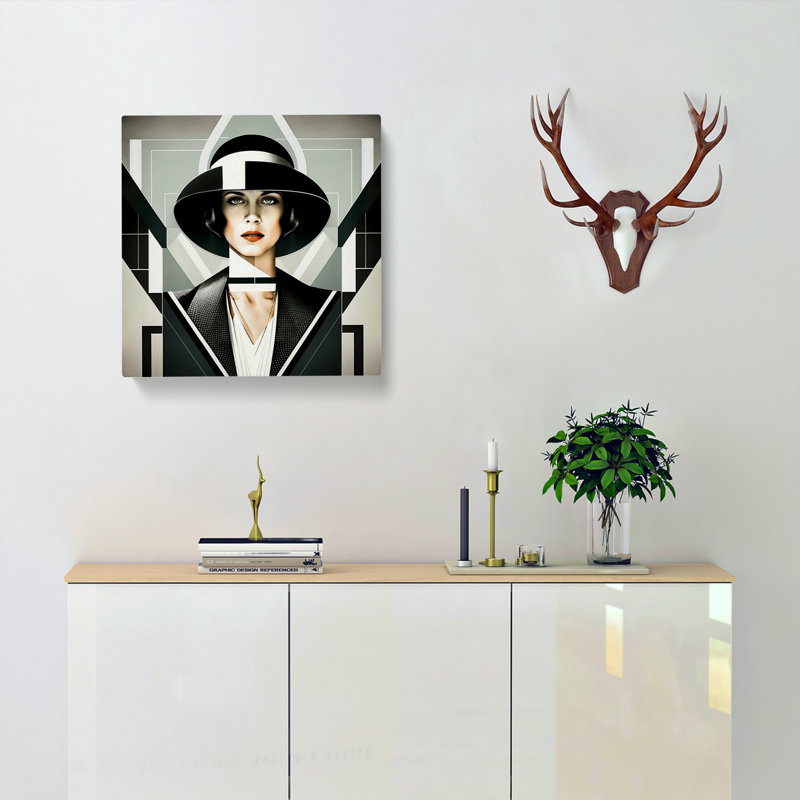 Art Deco Woman Suprematism No.2 - Wrapped Canvas - Framed Print, 50cm H x 50cm W x 3cm D