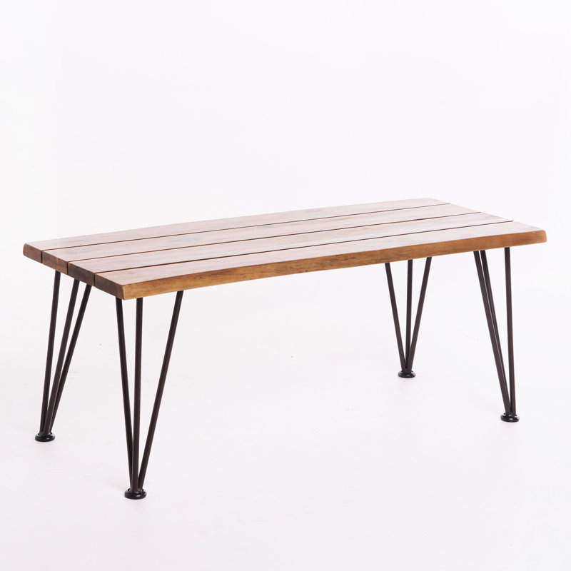 Industrial Style Coffee Table With Wood And Iron, 18" X 43" 18", Finish Rustic Metal Outdoor Table, Top, Appearance