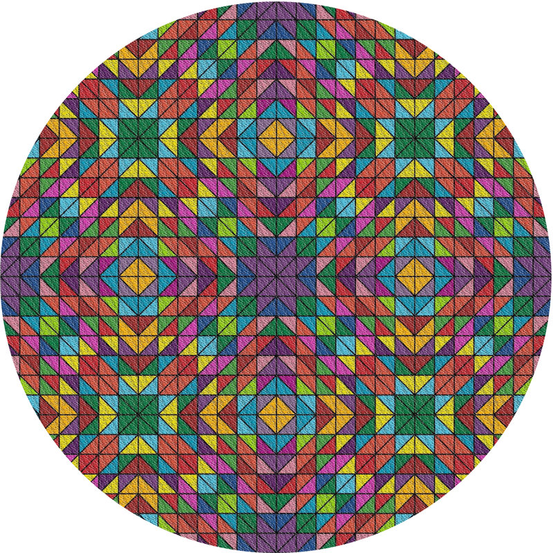 Tapis rouge/bleu/vert/rose à tissage électrique, Rond 3 pi