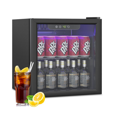 Erivess 1.3 Cu. Ft 60 Can Beverage Refrigerator Cooler with 40°F-61°F Digital Thermostat, Touch Screen Control, Glass Door, Defrost System