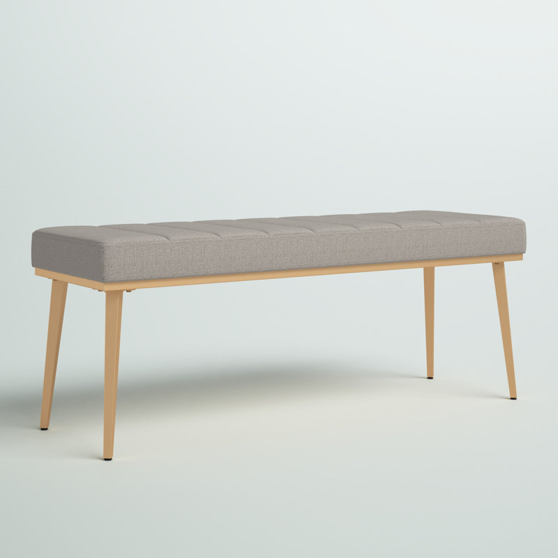 Simmerman Polyester Blend Upholstered Bench, Light Gray