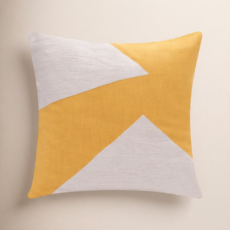 Auburn Geometric Cotton Throw Pillow, Square 20", Yellow/White, Polyester