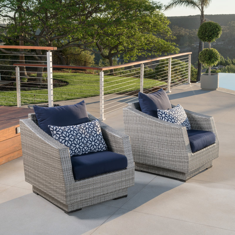 Fionnula Patio Chair With Sunbrella Cushion Covers, Canvas Navy Sunbrella® Canvas