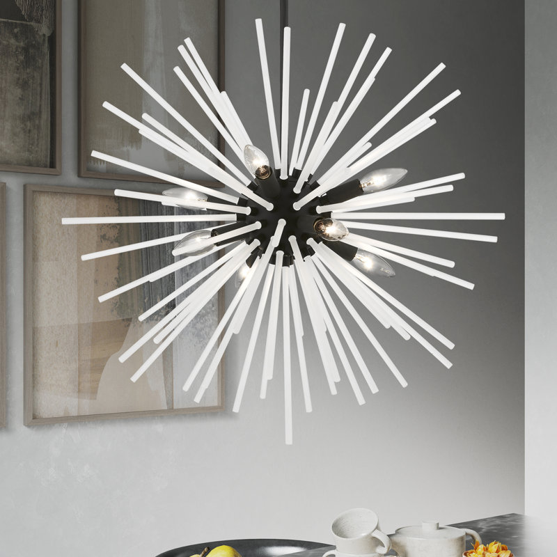 Ryzen 6 - Light Dimmable Sphere Chandelier, 25.75" H x 25.75" W x 25.75" D, Black