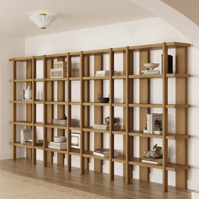 Rounded Wood 5 Shelf Bookcase with Open Back, 4-Pack