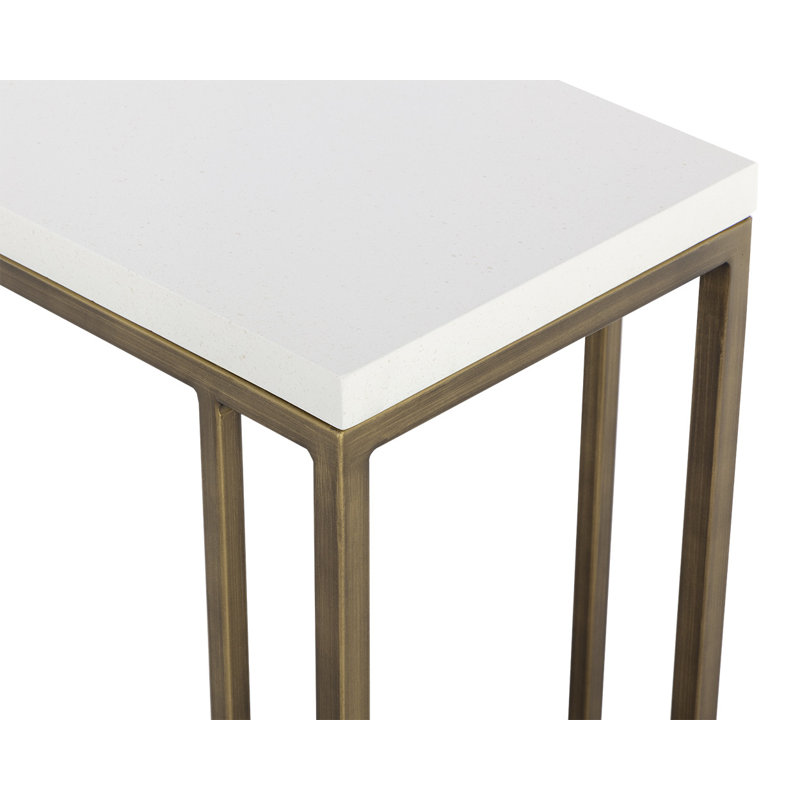 Ivanenko Concrete Top End Table - White, White/Gold