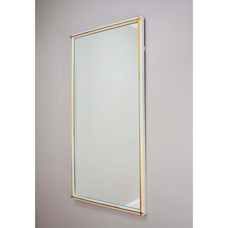 Lele Flat Metal Wall Mirror, Snow White/Gold Leaf