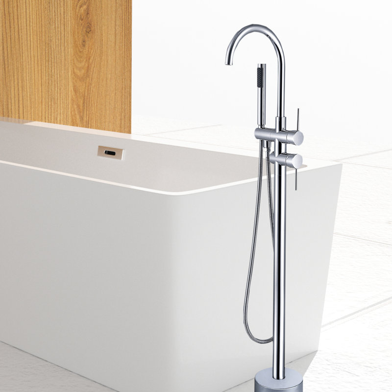 Robinet de baignoire autoportant avec douche à main - Fabrication en métal, débit maximal de 3,9 gal / min, choix de mise en valeur de la baignoire, construction robuste, placage, débit, rénovation