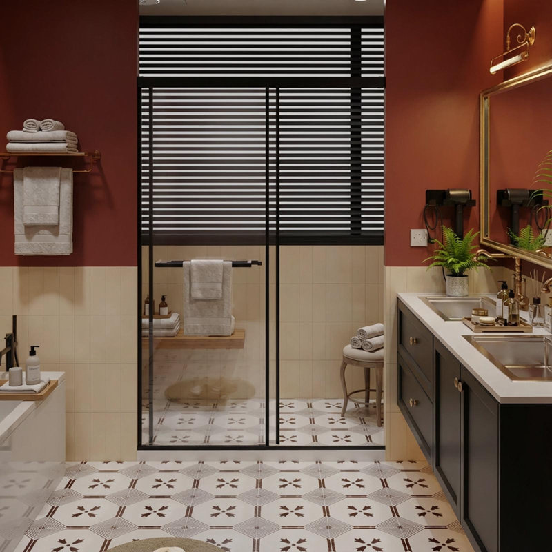Frameless Shower Door 48X72 Inch, Aluminum Dual Sliding Doors With Soft-Close Buffer Track, Easy Install In 30 Mins, Leak-Proof Design With Extended Metal Threshold