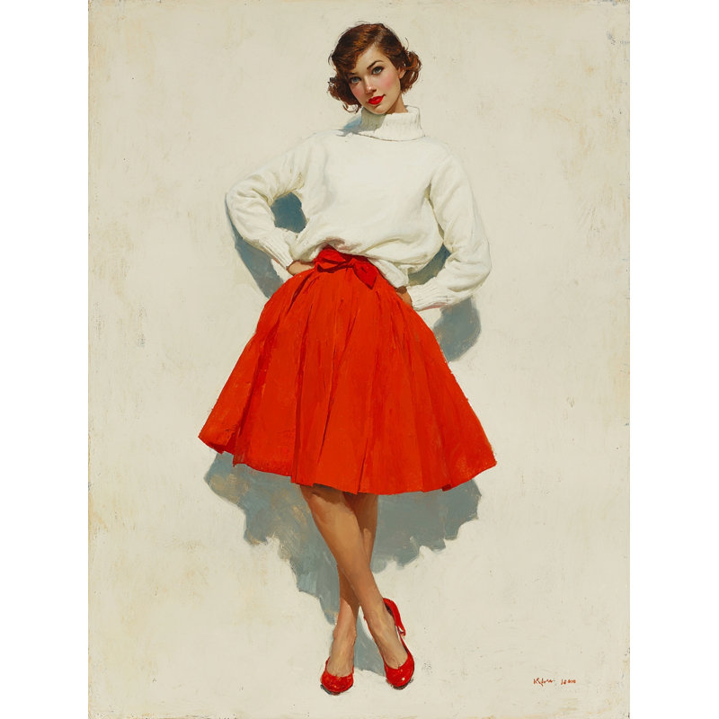 Art mural classique sur toile tendue rouge, H 24 po x l 16 po