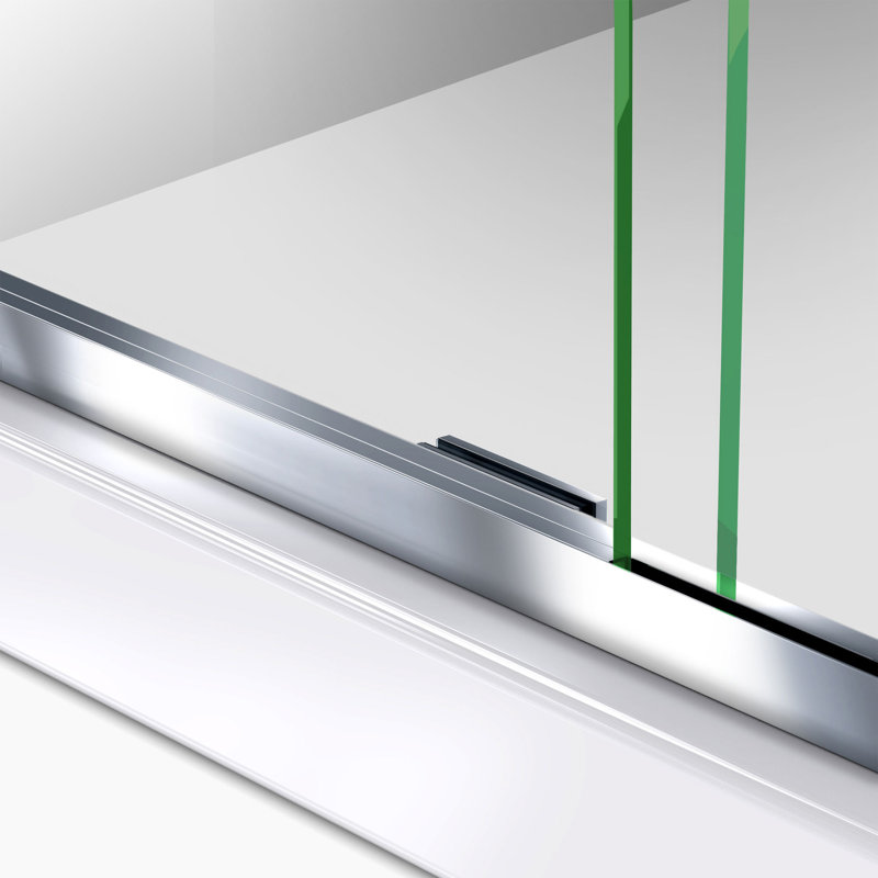 Crest 58" - 60" W x 76.62" H Single Sliding Frameless Shower Door with ClearMax™ Technology, Chrome