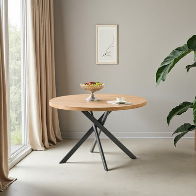 Table de salle à manger ronde et pliable pour les petits espaces - Matériau en panneau de fibres à densité moyenne, parfaite pour la salle à manger, le salon de thé et le café